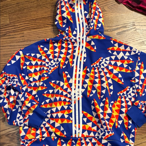 Adidas FARM Rio XL Blue Hoodie with Geometric Patterns - Picture 6 of 6